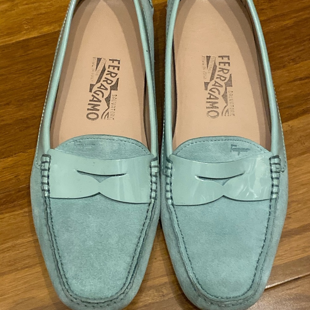 Suede/ patent leather loafers- Ferragamo